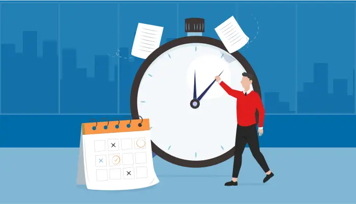 Illustration of hand holding stop watch